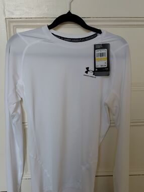 Under Armour- Mens Medium White Long Sleeve HeatGear Compression Top